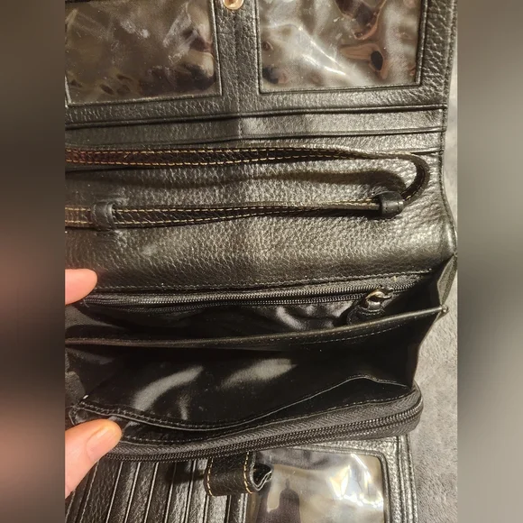 VINTAGE Brighton all leather wallet/crossbody purse/with original pen - Picture 8 of 11